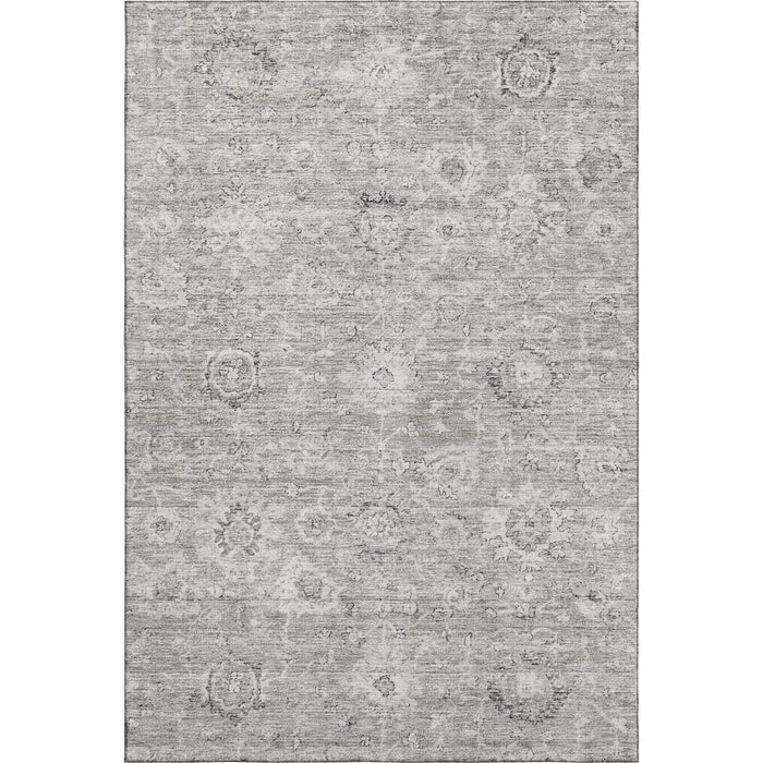 10' X 14' Damask Washable Area Rug With UV Protection (684064) - Gray / Silver