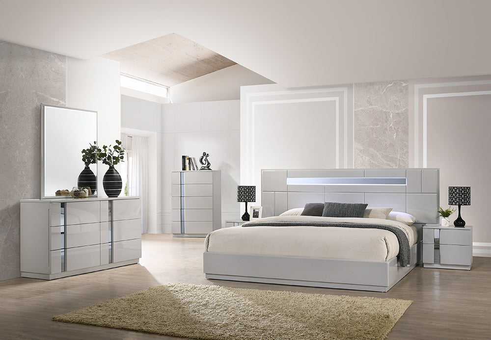 J & M Furniture Palermo Dresser & Mirror in Grey