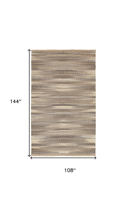 9' x 12' Striated Runner Rug - Gray And Tan