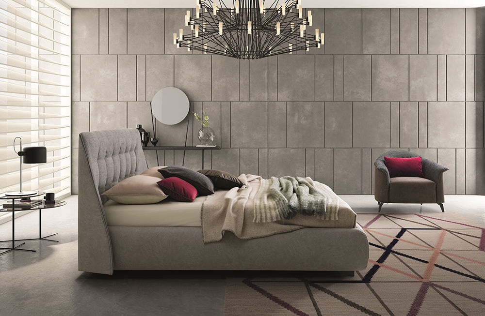 J & M Furniture Guscio King Storage Bed in Grey