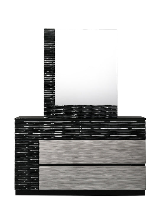 J & M Furniture Roma Dresser & Mirror in Grey, Black