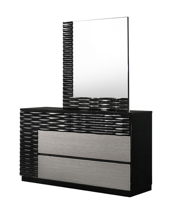 J & M Furniture Roma Dresser & Mirror in Grey, Black