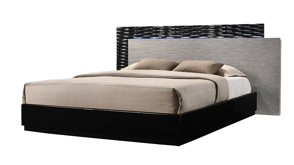 J & M Furniture Roma Queen Size Bed in Grey, Black