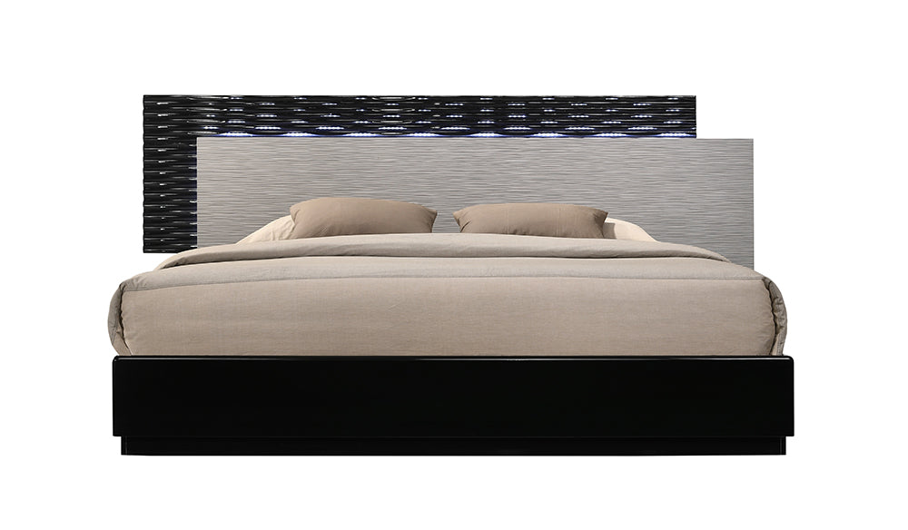 J & M Furniture Roma Queen Size Bed in Grey, Black