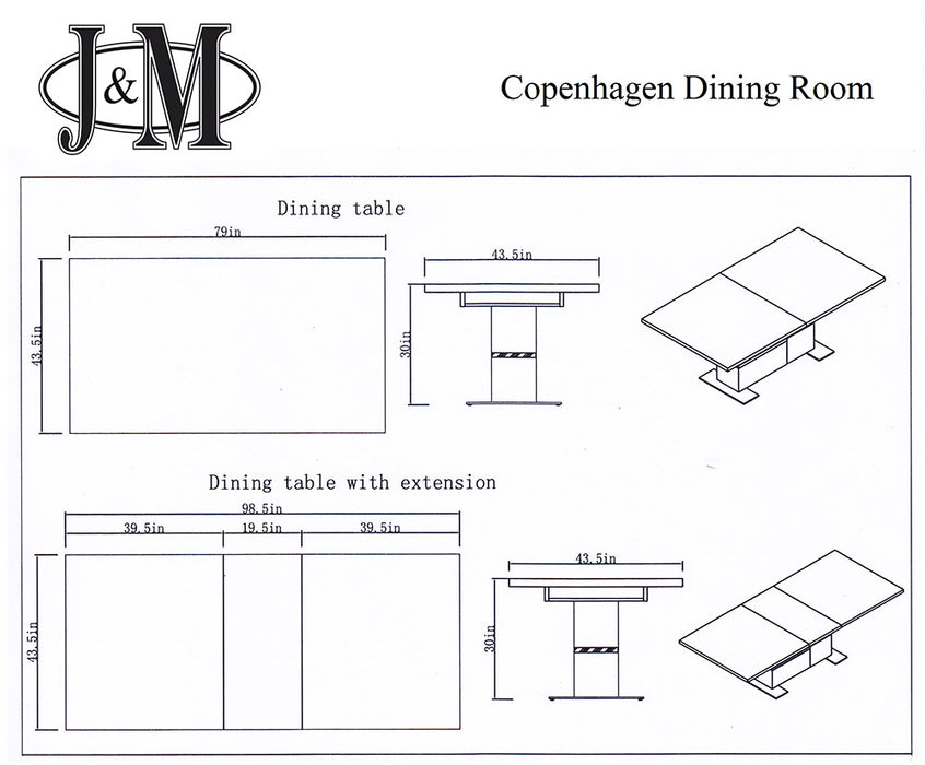 J & M Furniture Copenhagen Dining Table