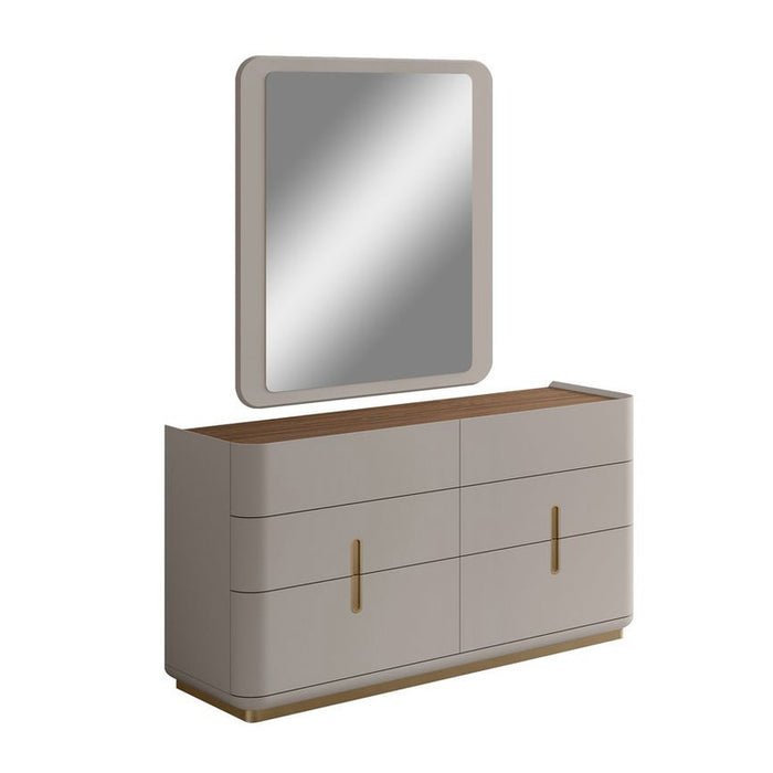 J & M Furniture Aurelia Mirror - Walnut/Light Grey