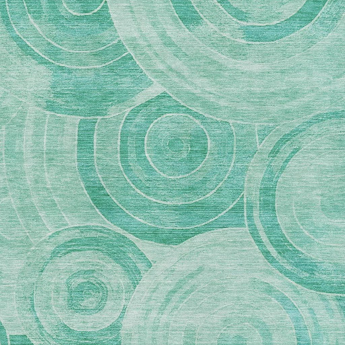 10' X 14' Geometric Washable Area Rug With UV Protection (700095) - Teal / Ivory