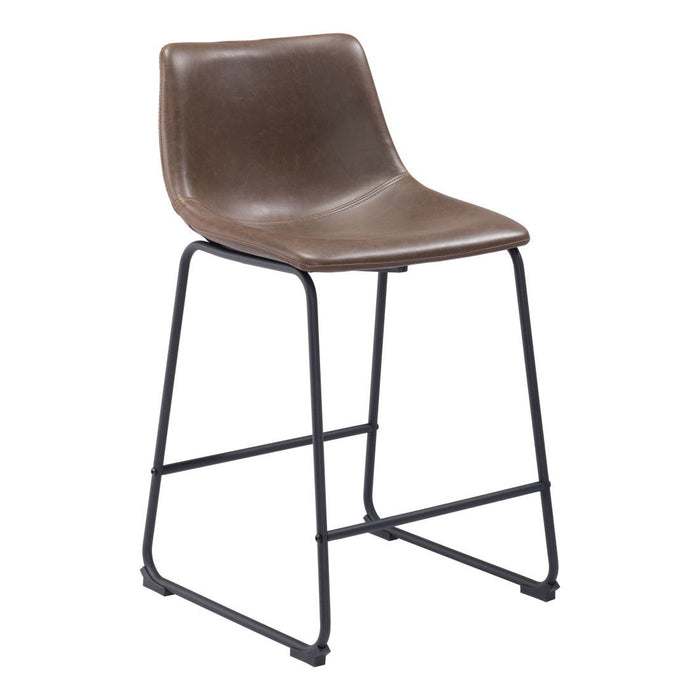 24" Faux Leather And Steel Counter Height Bar Chairs (Set of 2) - Espresso / Black