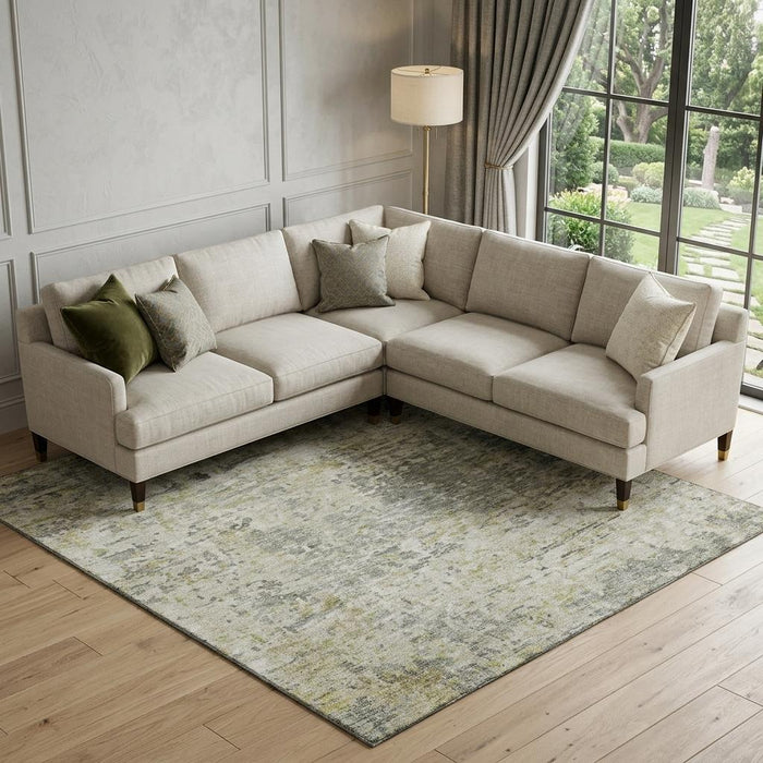 10' X 14' Abstract Washable Area Rug With UV Protection (685391) - Sage / Gold / Beige