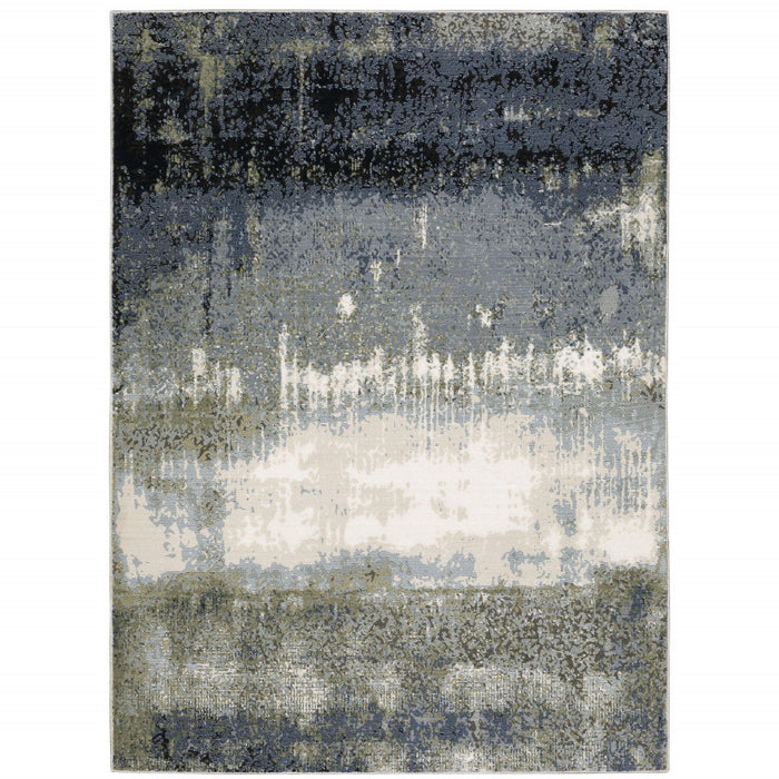 10' x 13' Abstract Power Loom Stain Resistant Area Rug - Blue Green Gray And Beige