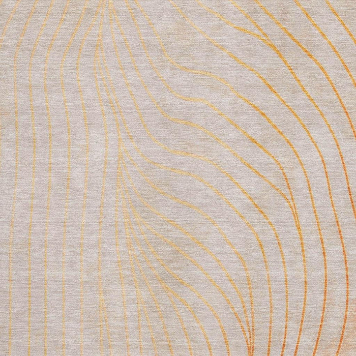 10' X 14' Abstract Washable Area Rug With UV Protection (718127) - Orange / Silver