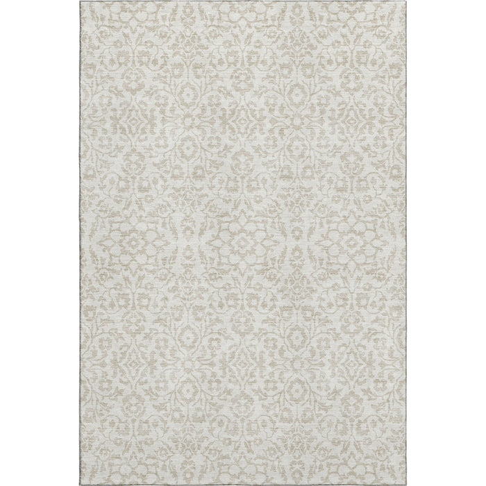 10' X 14' Damask Washable Area Rug With UV Protection (673139) - Ivory / Beige