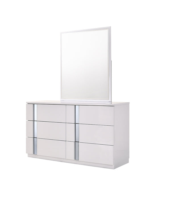 J & M Furniture Palermo Dresser & Mirror in White