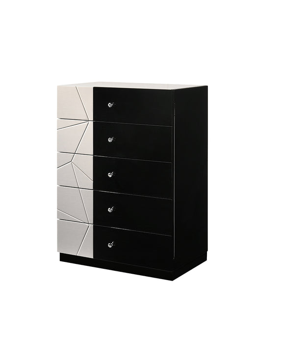 J & M Furniture Turin Chest in Black/Light Grey
