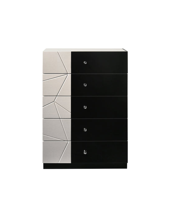 J & M Furniture Turin Chest in Black/Light Grey