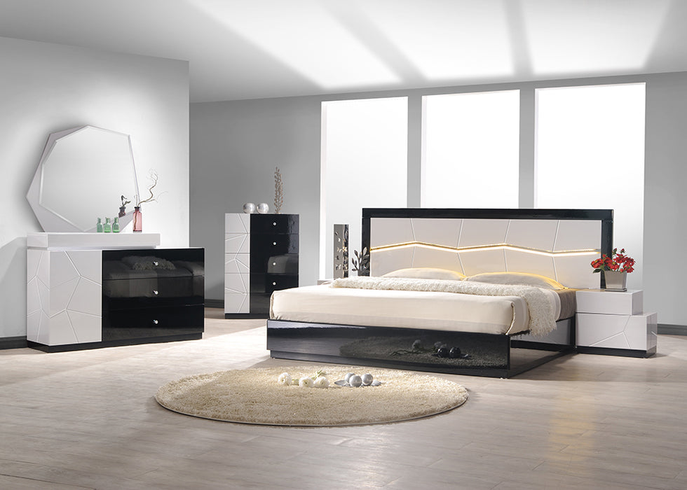 J & M Furniture Turin Chest in Black/Light Grey