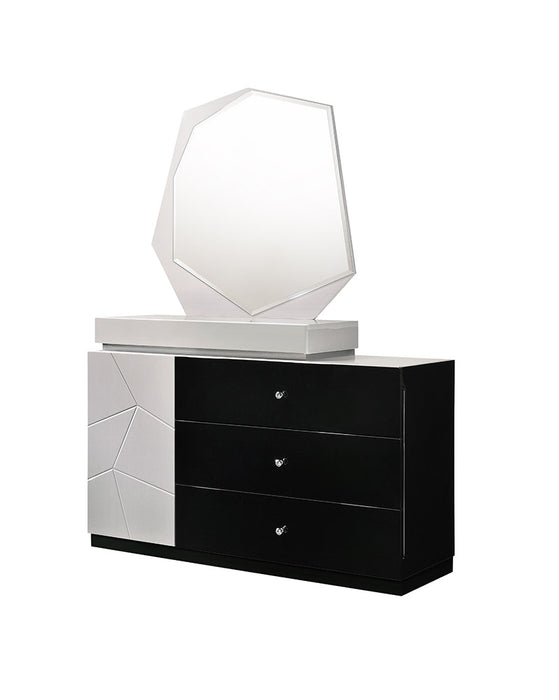 J & M Furniture Turin Dresser & Mirror in Black/Light Grey