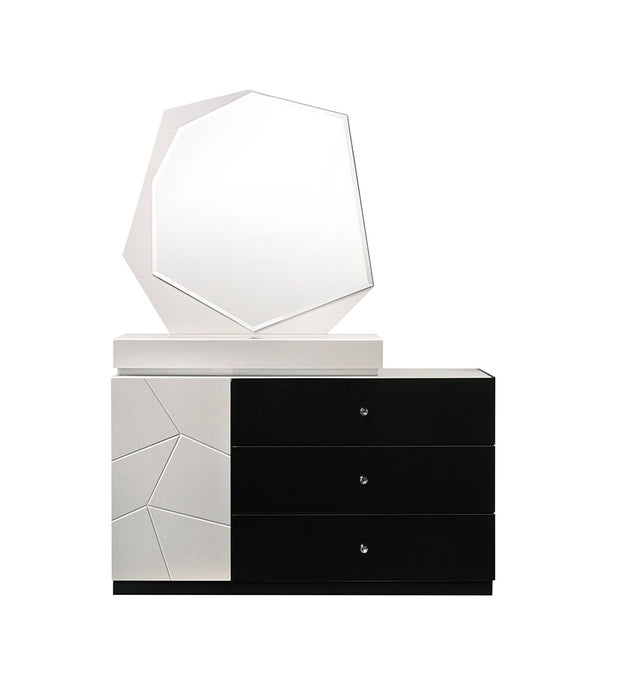 J & M Furniture Turin Dresser & Mirror in Black/Light Grey