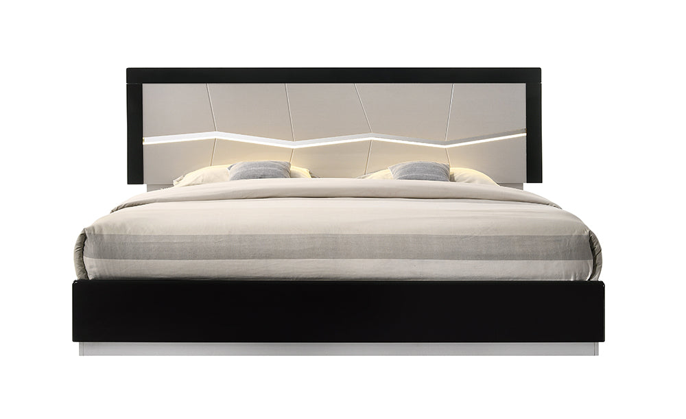J & M Furniture Turin King Size Bed in Black/Light Grey