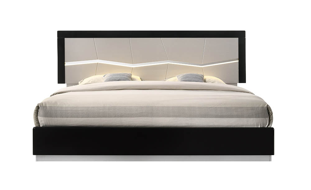 J & M Furniture Turin Queen Size Bed in Black/Light Grey