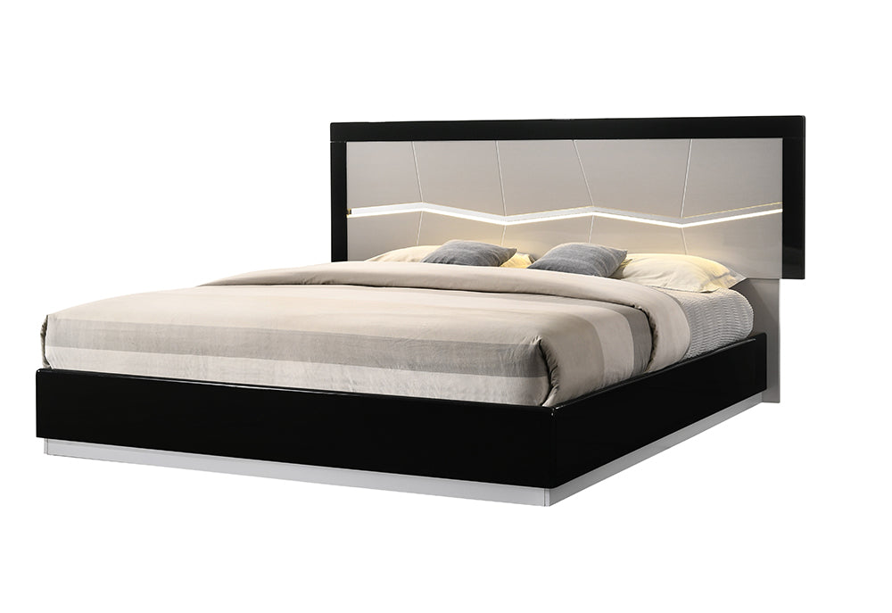 J & M Furniture Turin Queen Size Bed in Black/Light Grey