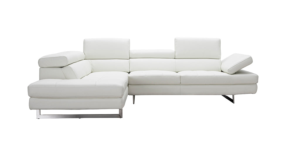 J & M Furniture A761 Italian Leather Sectional White In Left hand Facing