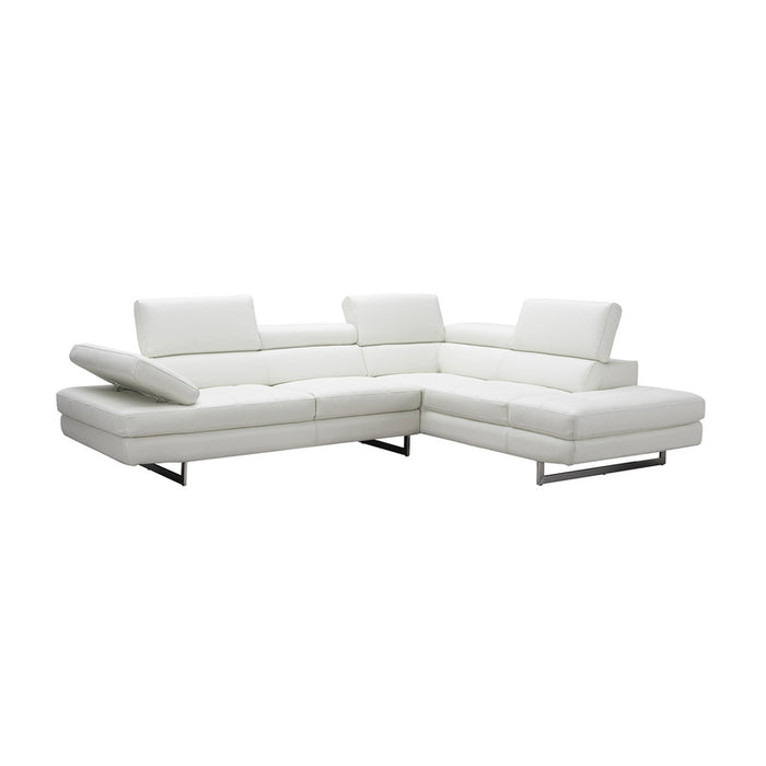 J & M Furniture A761 Italian Leather Sectional White In Right Hand Facing