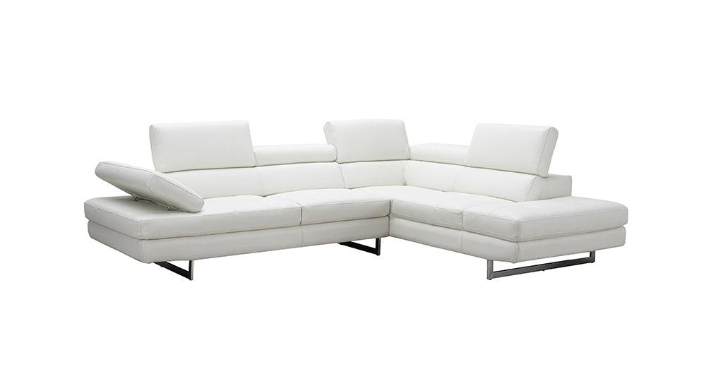 J & M Furniture A761 Italian Leather Sectional White In Right Hand Facing