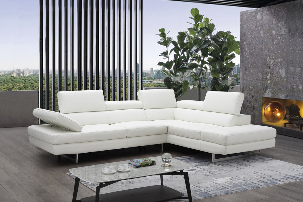 J & M Furniture A761 Italian Leather Sectional White In Right Hand Facing