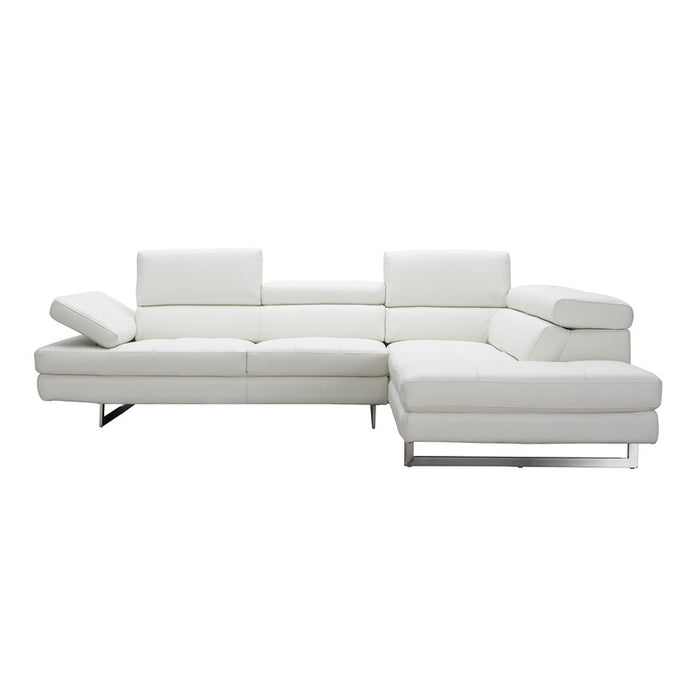 J & M Furniture A761 Italian Leather Sectional White In Right Hand Facing