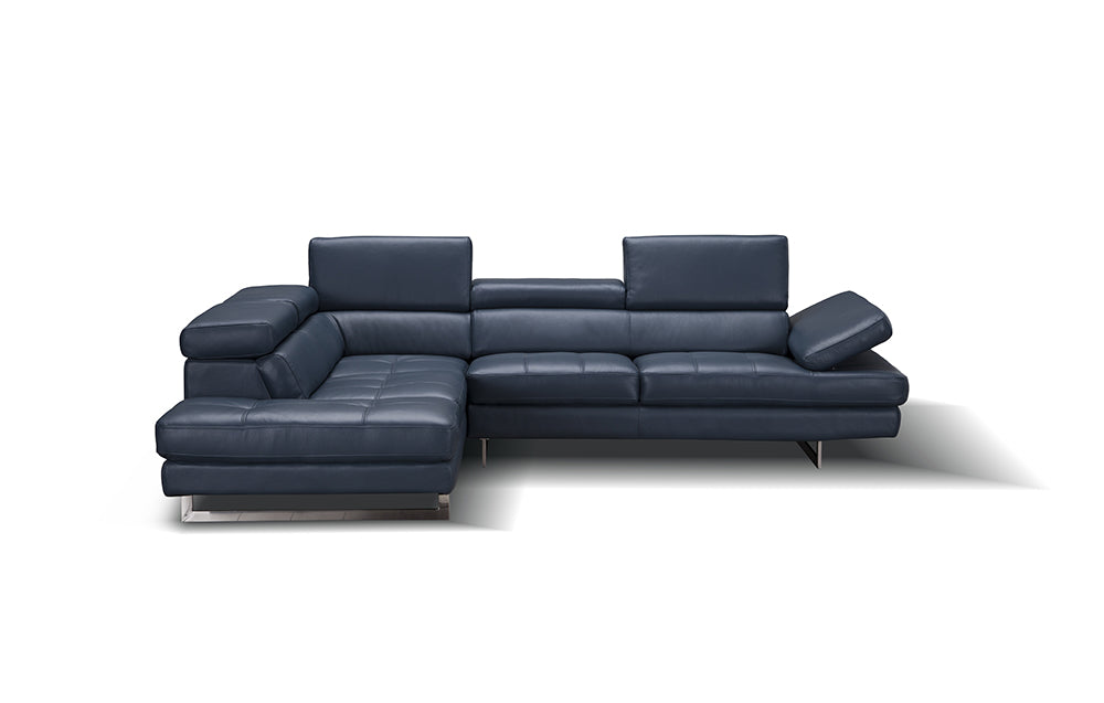 J & M Furniture A761 Italian Leather Sectional Blue In Left Hand Facing