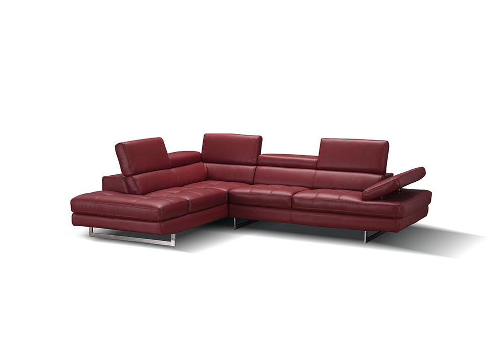 J & M Furniture A761 Italian Leather Sectional Red In Left hand Facing