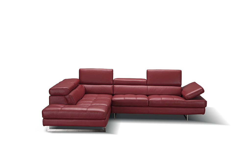 J & M Furniture A761 Italian Leather Sectional Red In Left hand Facing