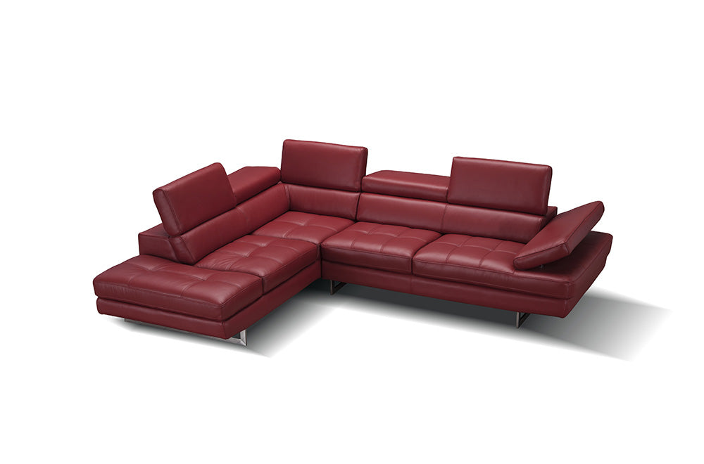 J & M Furniture A761 Italian Leather Sectional Red In Left hand Facing