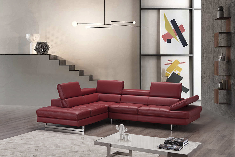 J & M Furniture A761 Italian Leather Sectional Red In Left hand Facing