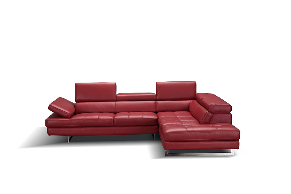 J & M Furniture A761 Italian Leather Sectional Red In Right hand Facing