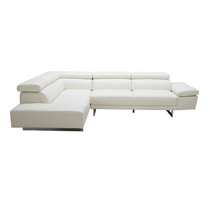 J & M Furniture 1717 Italian Leather Sectional Left Hand Facing - White