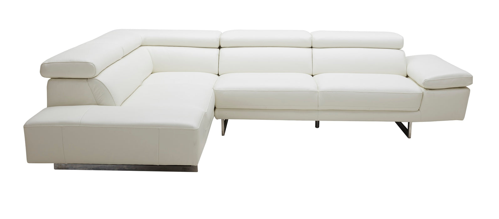 J&M Furniture 1717 Italian Premium Leather Sectional Sofa, Left-Hand Facing Chaise