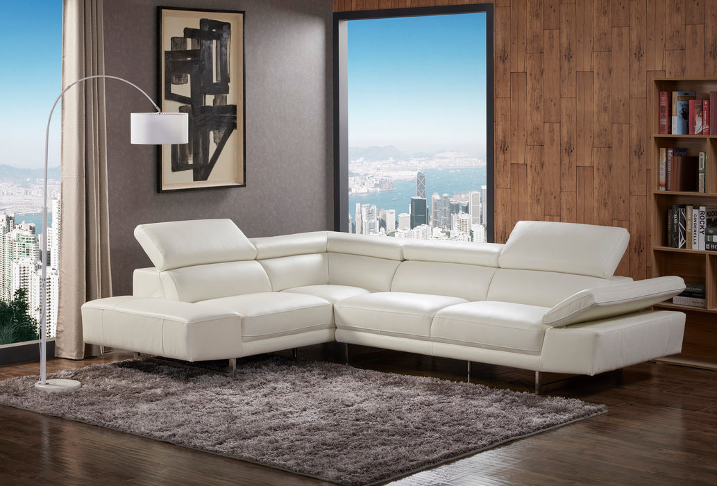 J&M Furniture 1717 Italian Premium Leather Sectional Sofa, Left-Hand Facing Chaise