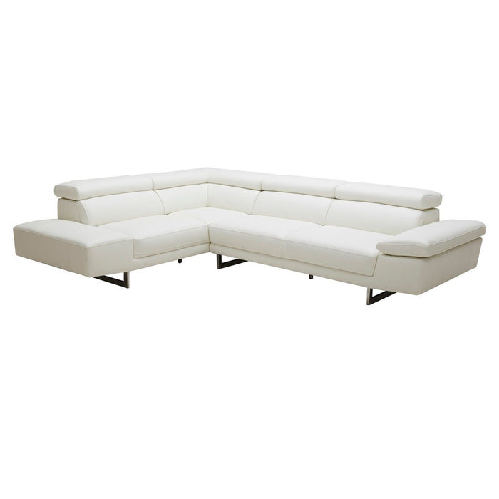 J & M Furniture 1717 Italian Leather Sectional Left Hand Facing - White