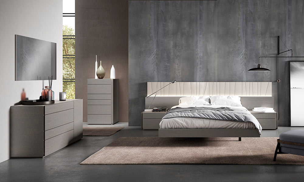 J & M Furniture Porto King Size Bed in Grey