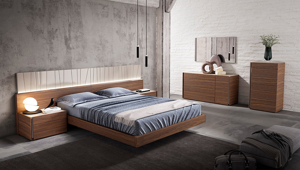 J & M Furniture Porto Queen Size Bed in Walnut