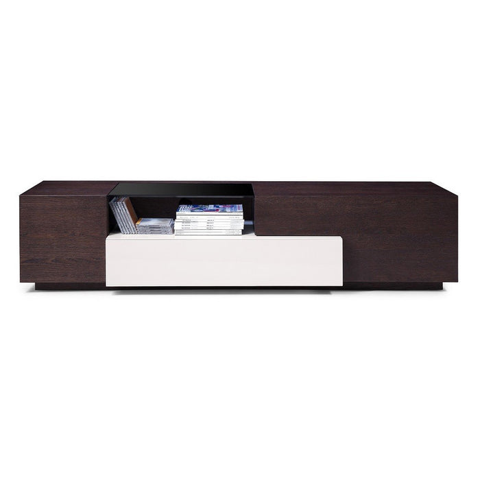 J & M Furniture TV Stand TV015 Brown Oak/Grey Lacquer