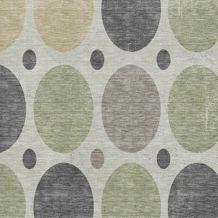 10' X 14' Geometric Washable Area Rug With UV Protection (709144) - Beige / Charcoal / Green