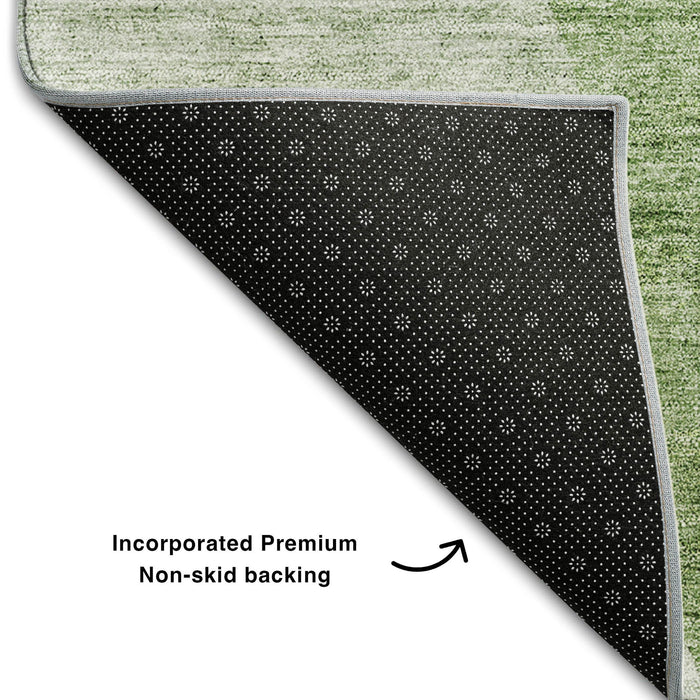 10' X 14' Abstract Washable Area Rug With UV Protection (655246) - Artichoke Green / Ivory