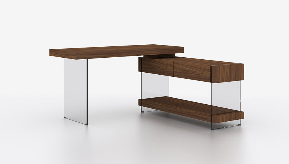 J & M Furniture Elm Desk White High Gloss