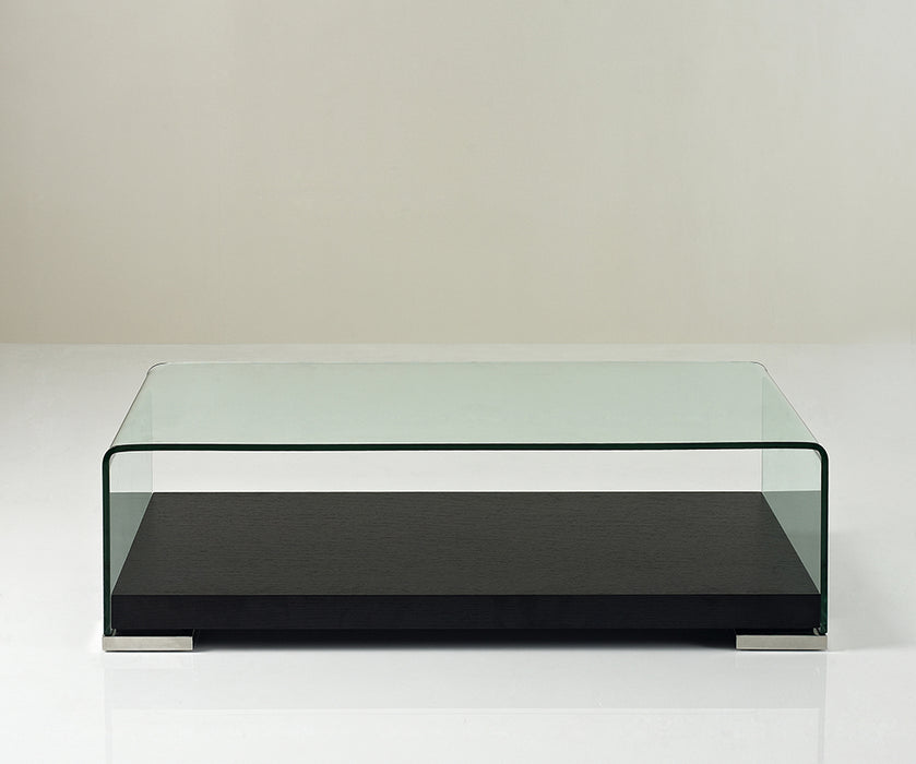 J & M Furniture Modern Coffee Table 159A in Glass & Black base