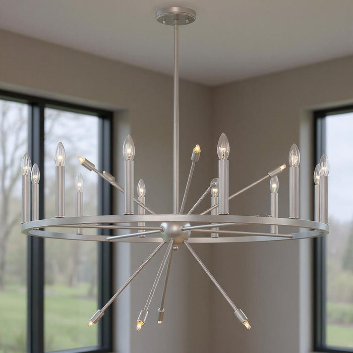 Candle Style Multi Light Metal Dimmable Chandelier - Silver