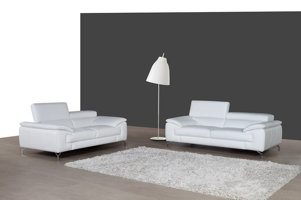 J & M Furniture A973 Italian Leather Love in White