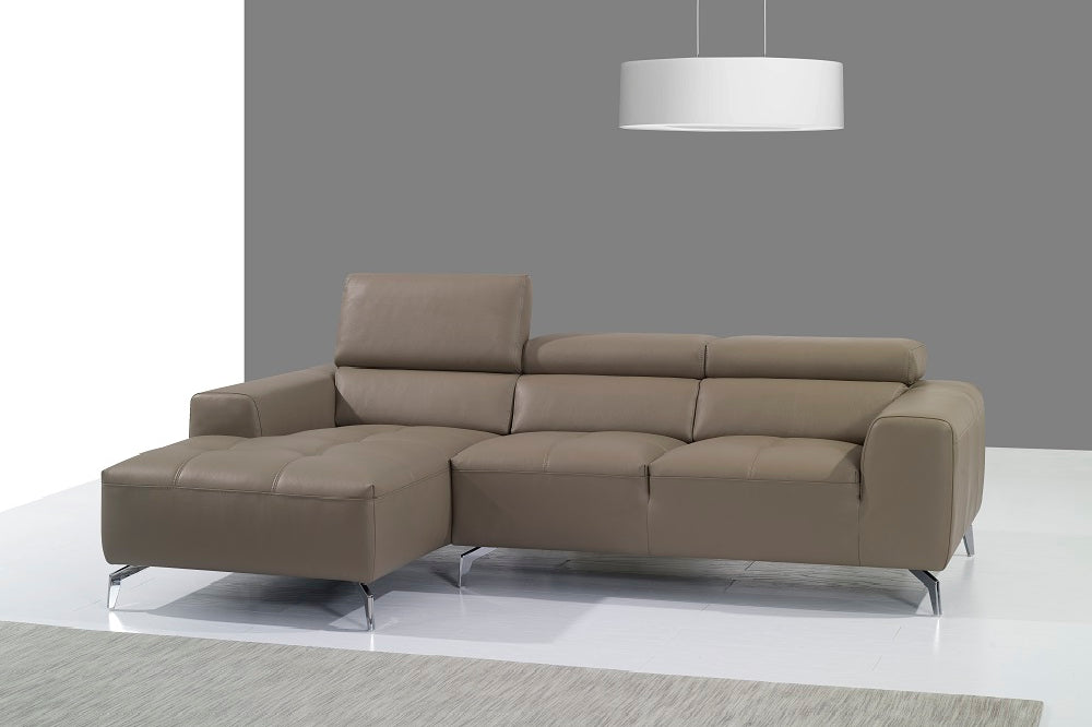 J & M Furniture A978B Italian Leather Sectional Left Facing Chaise in Burlywood